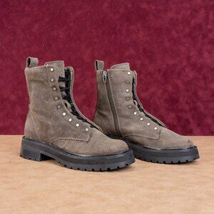 Dolce Vita Women Rain Brown Suede Zip Lug Combat Ankle Boots sz 6.5